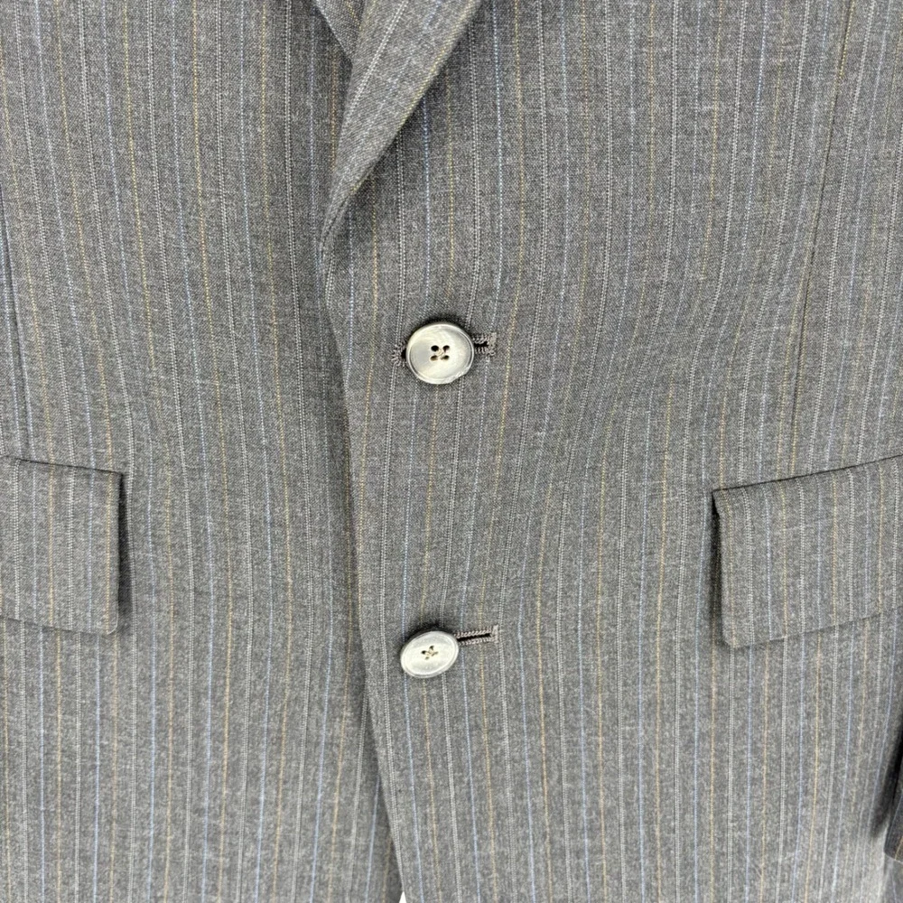 Vintage Christian Dior Monsieur Mens Grey Pinstripe Two Button Blazer Sport Coat